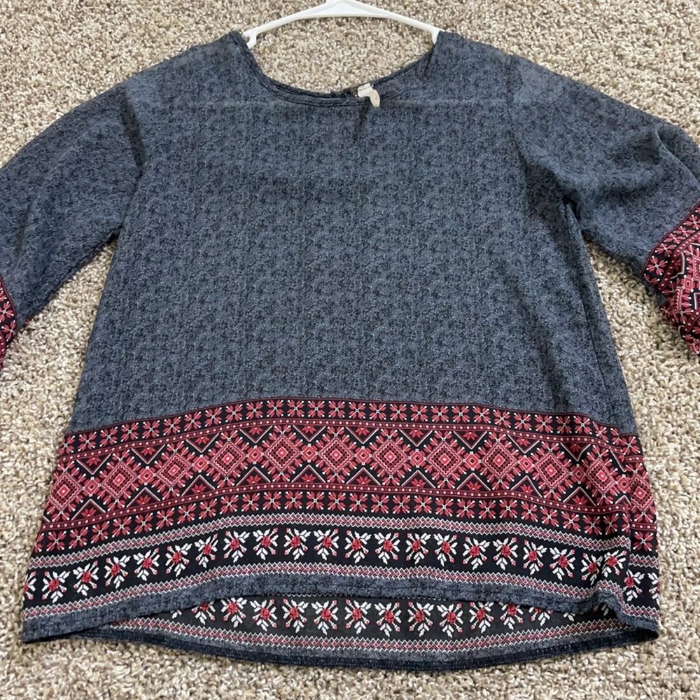 Gray and red shirt
